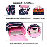 Adanina Cute Print Bowknot Trolley Backpack Elementary Middle School Rolling Bag Wheeled Waterproof