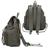 Vintage Canvas Backpack Outdoor Hiking Travel Rucksack 19L Army Green #220