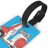 Men Luggage Tag Funky Decor,Cute Scooter Motorcycle Retro Vintage Vespa Soho Wheels Rome Graphic Print,Blue Red White Suitcase bags pendant
