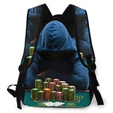 Casual Backpack,Man Gambling Gaming Table Game Casino Bo,Business Daypack Schoolbag For Men Women Teen
