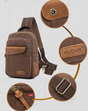 AUGUR Leisure Canvas Genuine Leather Small Sling Backpack For Men & Women (Coffee)