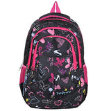 Mggear 19-Inch Girls' School Book Backpack W/ Hearts & Butterflies Print, Black