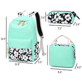 School Backpacks for Teen Girls Lightweight Canvas Backpack Bookbags Set (Light Green-1)