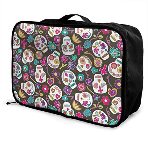 Travel Lightweight Waterproof Foldable Storage Carry Luggage Duffle Tote Bag - Flowers Floral Sugar