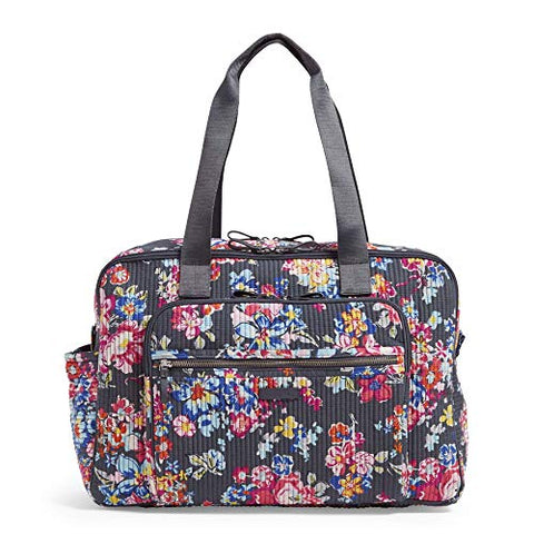 Vera Bradley Iconic Deluxe Weekender Travel Bag, Signature Cotton, pretty Posies