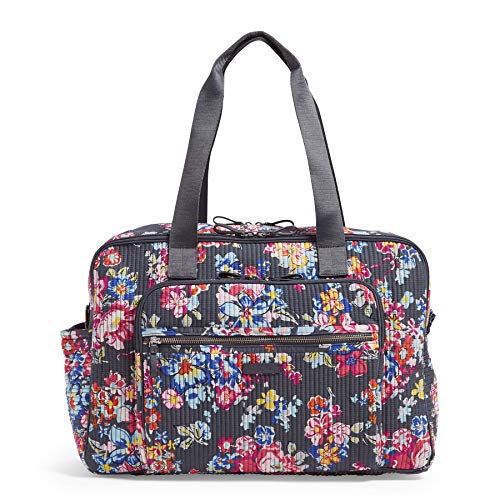 Vera Bradley Iconic Deluxe Weekender Travel Bag, Signature Cotton, pretty Posies