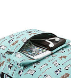 Travel Lightweight Canvas Cute Print Backpack Girls Women For School and Laptop (Green cat)