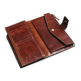 Sealinf Large Capacity Men'S Leather Clutch Handbag Checkbook Wallet Phone Holder (Brown)