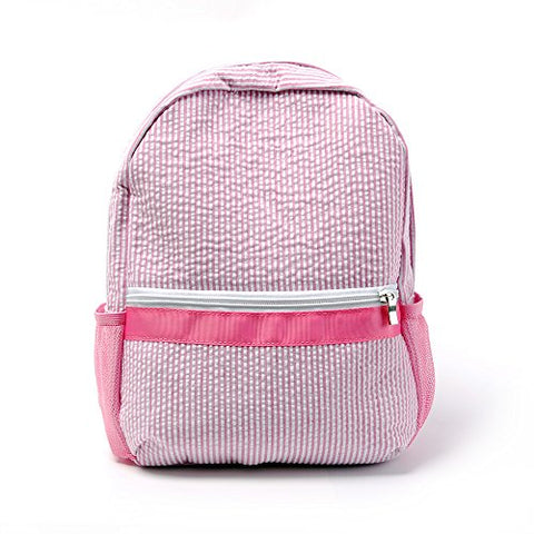 2-5 Years Personalize Seersucker Backpack Toddler Backpack Preppy Kids School Bookbag (Pink)