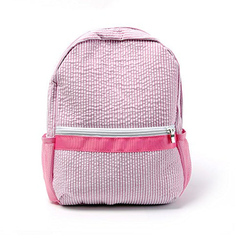 2-5 Years Personalize Seersucker Backpack Toddler Backpack Preppy Kids School Bookbag (Pink)