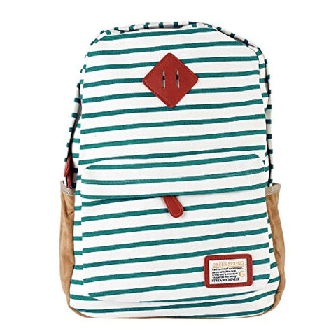 Damara Womens Suede Yoked Striped Canvas Backpack,Green