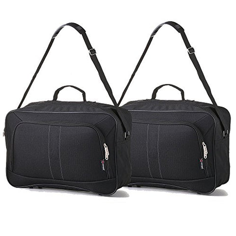 16 Inch Carry On Hand Luggage Flight Duffle Bag, 2Nd Bag Or Underseat, 19L (2 X Black)