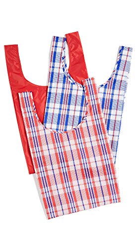 BAGGU Women's Standard Packable Bag Set of 3, Market Blue/Market Red/Red, One Size