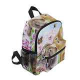 Giovanior Kiss Hares Rabbit Bunny Butterfly Painting Pattern Lightweight Travel School Backpack For