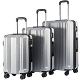 Coolife Luggage Expandable Suitcase PC+ABS 3 Piece Set with TSA Lock Spinner 20in24in28in