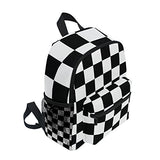 GIOVANIOR Black White Checked Travel School Backpack for Boys Girls Kids