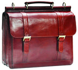 Mancini Leather Goods Luxurious Italian Leather Laptop Briefcase (Brown)