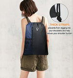 Drawstring Backpack Sports Gym Bag for Women Men Children Large Size with Zipper and Water Bottle Mesh Pockets (Black/Navy)
