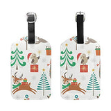 Set of 2 Luggage Tags Cartoon Christmas Owl Suitcase Labels Travel Accessories