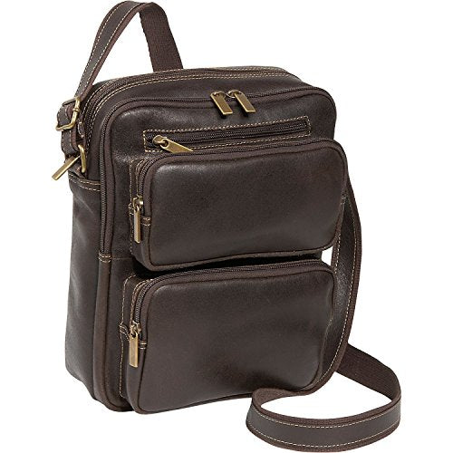 Ledonne Ds-083-Choc Distressed Multi Pocket Ipad/E-Reader Men'S Bag, Leather