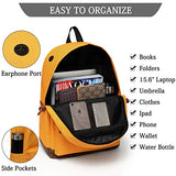 Vaschy Unisex Classic Water Resistant School Backpack Bookbag for College Fits 14Inch Laptop Yellow