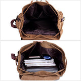 Mens Womens Casual Canvas Laptop Backpack Outdoor Travel Rucksack School Bookbags Khaki