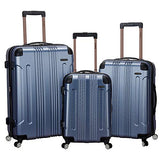 Rockland Luggage 3 Piece Abs Upright Luggage Set, Blue, Medium