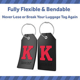 Initial Luggage Tag With Full Privacy Cover And Stainless Steel Loop (Black) (K)