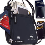 Neck Wallet Travel Pouch & Passport Holder - RFID Blocking with 5 Bonus Sleeves