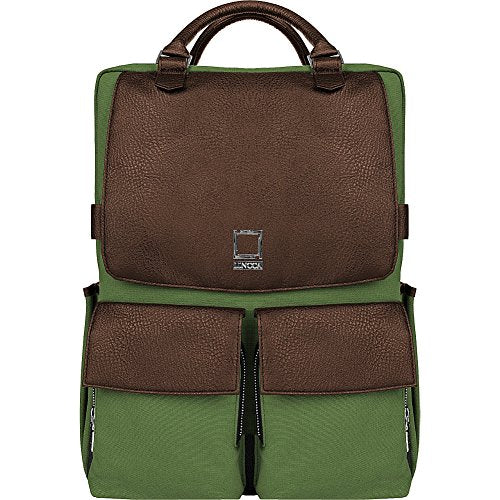 Lencca Novo Canvas And Vegan Leather Backpack Crossover For Up To 15.6 " Laptops (Lennovogrn)