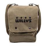 Army Force Gear Willys Jeep Freedom Stars Military Canvas Crossbody Travel Map Bag Case in Olive