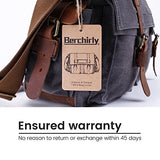 Berchirly Military Canvas Shoulder Messenger Bag Leather Straps for 14.7Inch Laptop