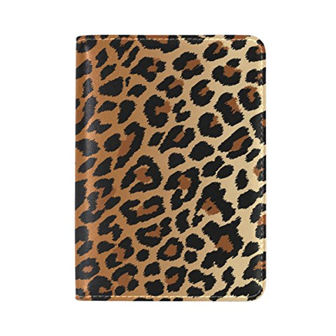 Sexy Leopard Grain Genuine Leather UAS Passport Holder Travel Wallet Cover Case