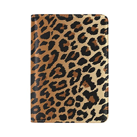 Sexy Leopard Grain Genuine Leather UAS Passport Holder Travel Wallet Cover Case