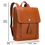 Estarer Women Pu Leather Backpack 15.6Inch Laptop Vintage College School Rucksack Bag(Brown)