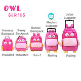 Yodo 3-Way Toddler Backpack With Wheels Little Kids Rolling Luggage, Owl
