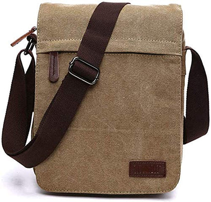 Sechunk Middle Vintage Canvas Messenger Cross body bag Shoulder bag (m_Khaki, middle)