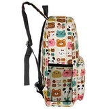16-Inch Forest Animal Pattern Elementary Kids School Canvas Backpack - Mggear