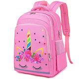 CAMTOP Backpack for Girls Kids School Backpack with Lunch Box Preschool Kindergarten BookBag Set (Pink-Unicorn)