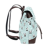 Cartoon Panda Bamboo Women's Genuine Leather Backpack Bookbag School Shoulder Bag