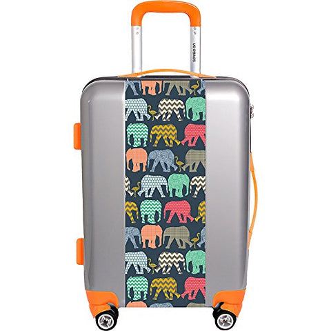 Ugo Bags Baby Elephants And Flamingos By Sharon Tuner 22" Luggage (Silver)
