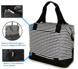 Travel Weekender Overnight Carry-On Under The Seat Shoulder Tote Bag (Small, White & Black Stripes)