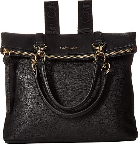 Calvin Klein Women's Novelty Flapover Backpack Black/Gold One Size