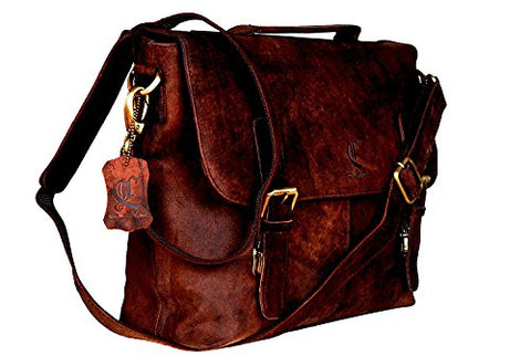 Retro Buffalo Hunter Leather Laptop Messenger Bag Office Briefcase College Bag