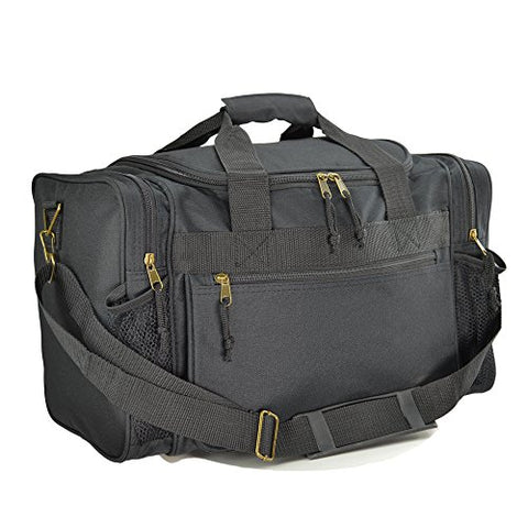 DALIX 17" Duffle Travel Bag Front Mesh Pockets in Black