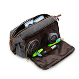 Habitoux -DOPP Kit Mens Toiletry Travel Bag YKK Zipper Canvas & Leather (Medium, Grey)
