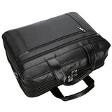 Polare Men'S Real Soft Napa Leather 17'' Briefcase Laptop Business Bag Black