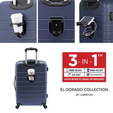 Wrangler Smart Luggage Set with Cup Holder and USB Port, Navy Blue, 20-Inch Carry-On