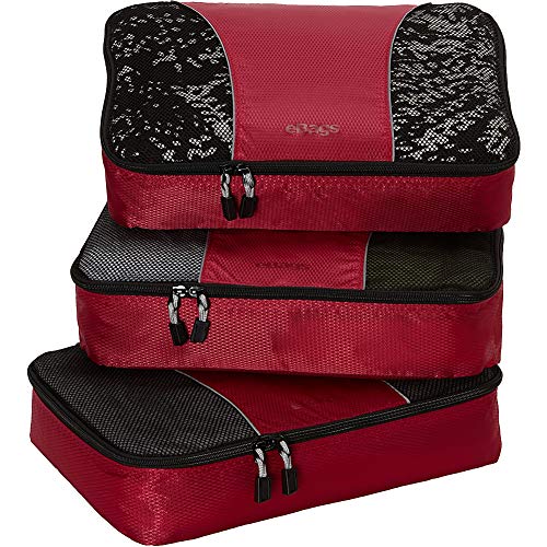 eBags Medium Packing Cubes for Travel - 3pc Set - (Raspberry)