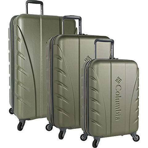 Columbia Cascade Range 3 Piece Hardside Suitcase Set (28"/24"/20"), Surplus Green